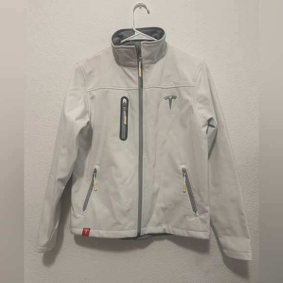 Tesla White Jacket with Logo size S - Picture 1 of 10